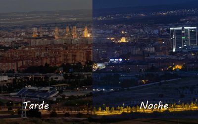 Zaragoza al atardecer y de noche desde Juslibol